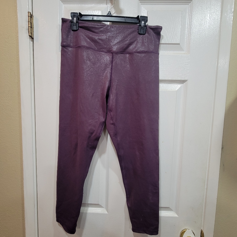 ZYIA Women's Plum Shimmer Compression Leggings, Size 14-16